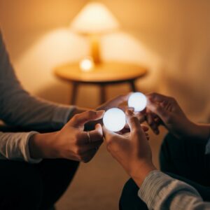 Een close-up van handen tijdens een zachte EMDR-sessie in Doorn, gericht op emotionele balans.