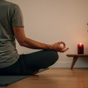 Ademcoach begeleidt een cliënt in een rustige en uitnodigende therapieruimte tijdens een ademcoaching sessie.