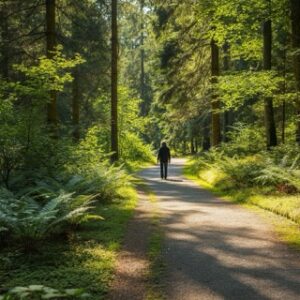 Een persoon die op een brug staat en uitkijkt over een rustige rivier, symbool voor vooruitgang en verwerking door EMDR therapie.
