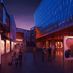 Een afbeelding die de rijke cultuur en kunst van Haarlem weerspiegelt, met een focus op creativiteit en de unieke sfeer van de stad.