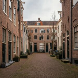 Een afbeelding van de historische hofjes in Haarlem, die een rustige plek bieden voor persoonlijke reflectie en groei, passend bij therapie in Haarlem.