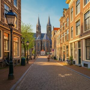 Een afbeelding die de mentale balans in Haarlem symboliseert, met een focus op de creatieve ambachtsstad en haar unieke charme.