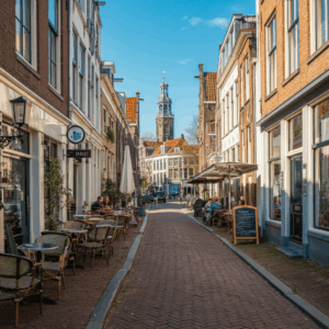 Een afbeelding die persoonlijke groei in Haarlem benadrukt, met een focus op de menselijke schaal en de unieke charme van de stad.