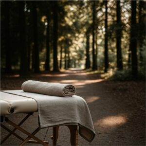 Zonnig bospad in de Haarlemmerhout: rustige, natuurlijke setting voor Reiki Haarlem.