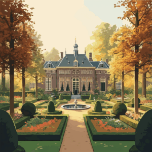 Een illustratie van de tuinen van het Tongerlohuys in Roosendaal, met een focus op de zintuiglijke ervaring van geuren.