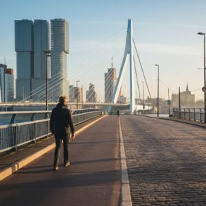 Meditatie in een park in Rotterdam, gericht op het herstellen van mentale balans en innerlijke rust.
