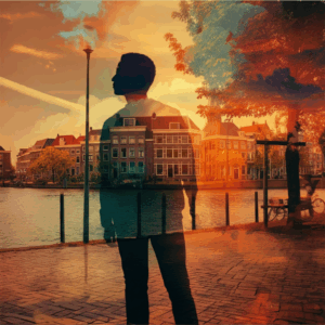 Een creatieve weergave van proactieve mentale focus, met iemand die zelfverzekerd omgaat met de zintuiglijke variatie van Roosendaal.