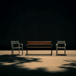 Serene open ruimte tussen objecten, symboliserend de tussenruimte in je ervaring.