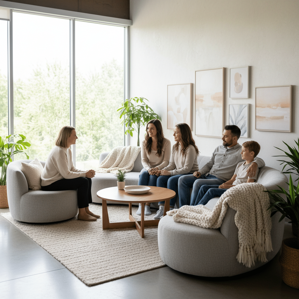 Systeemtherapie sessie met focus op gezinsdynamiek.