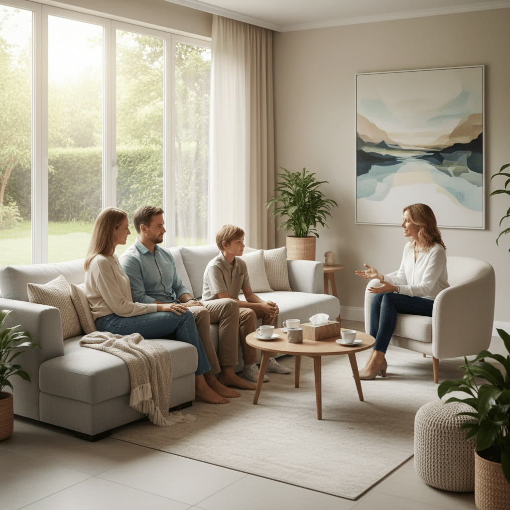 Systeemtherapeut helpt onderlinge communicatie verbeteren.