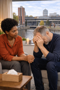 Traumatherapie in Tilburg waarbij een therapeut emotionele ondersteuning biedt bij het verwerken van trauma