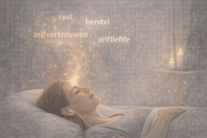 Illustratie van Yoga Nidra waarbij diepe ontspanning leidt tot rust, herstel en emotionele veiligheid