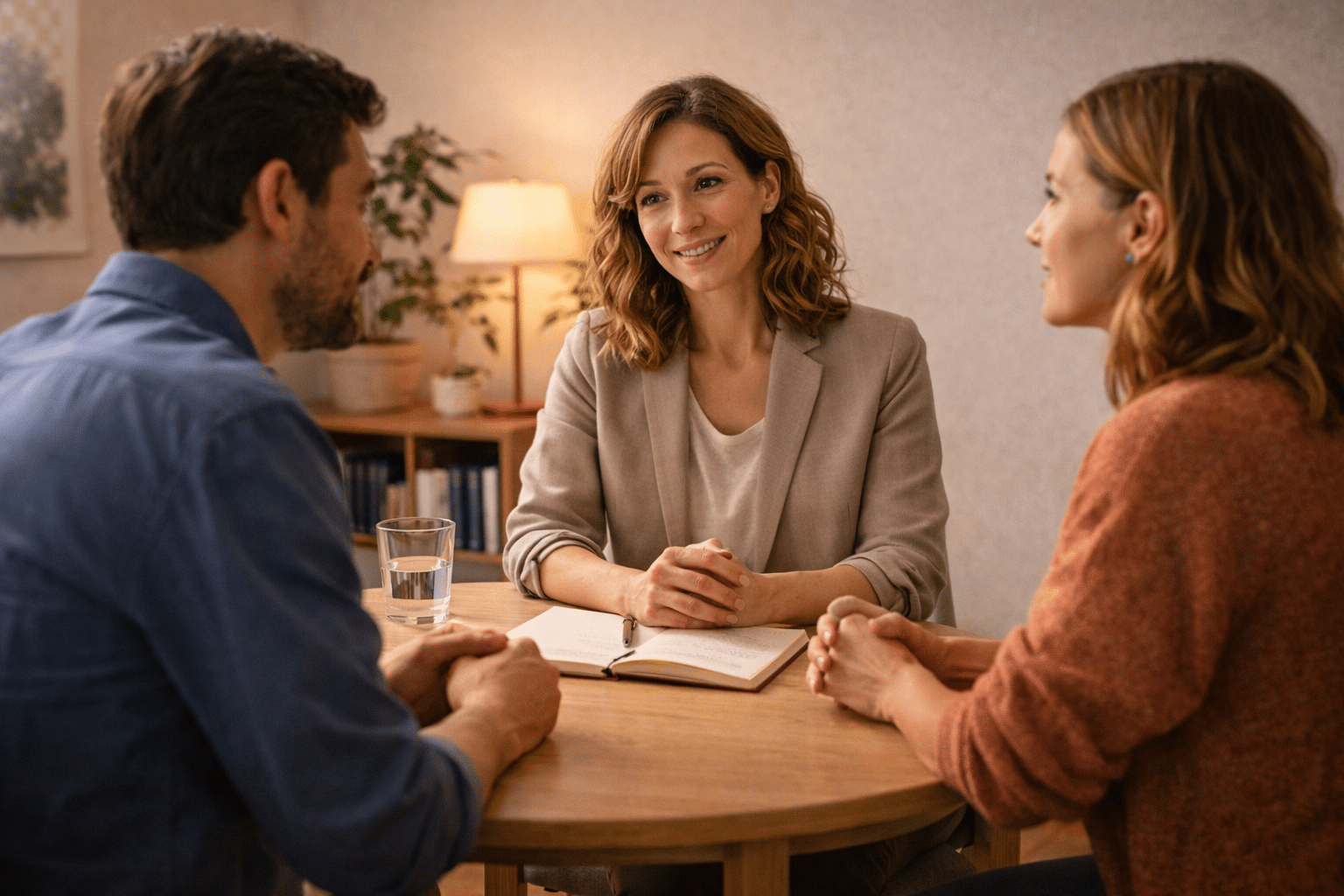 Conflict mediator begeleidt bemiddelingsgesprek