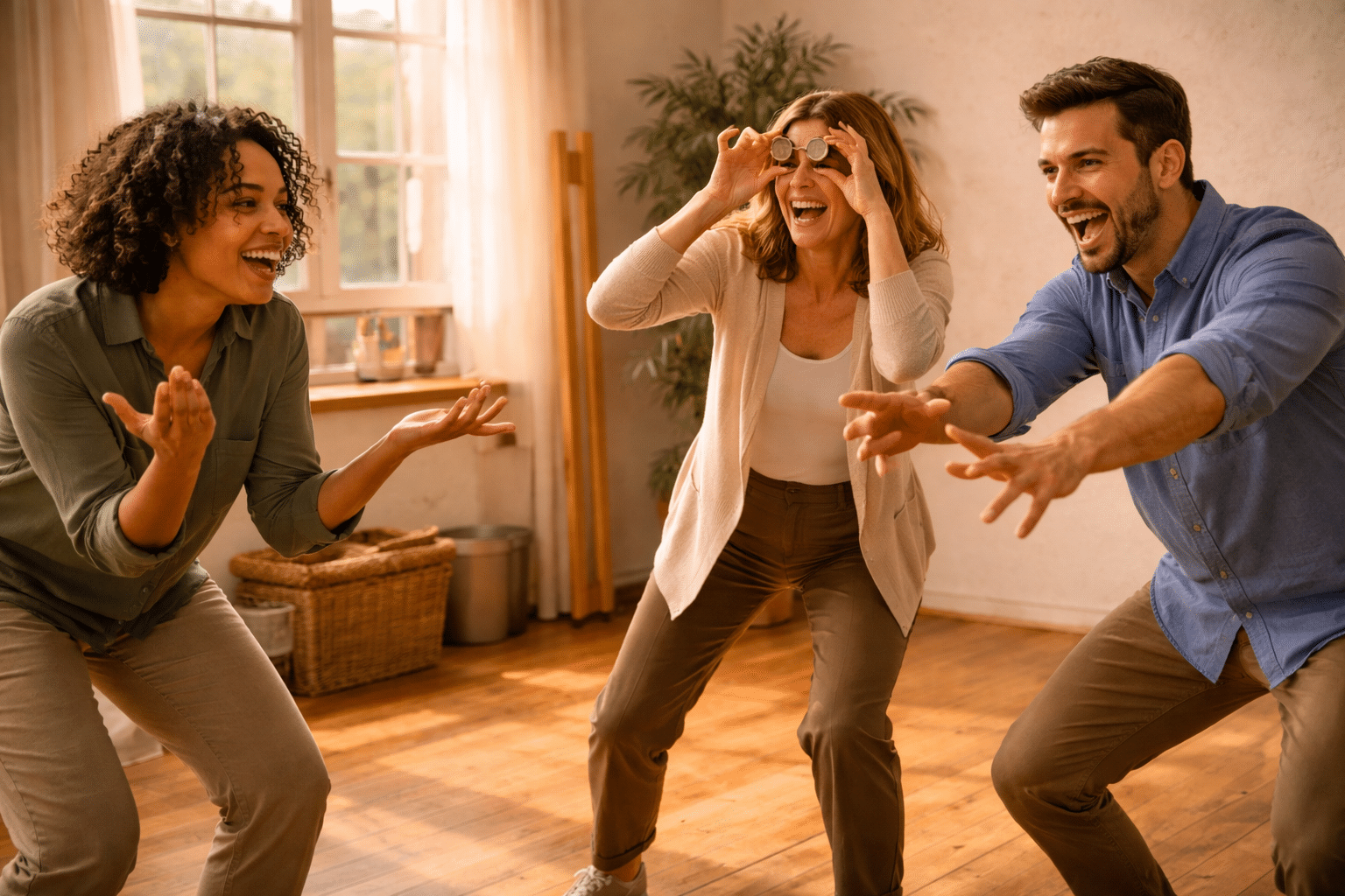 Drama therapeut begeleidt expressieve oefening