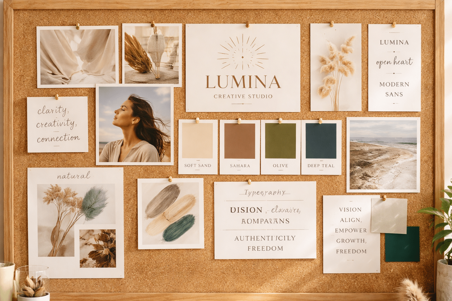 Moodboard met kleuren en typografie voor personal branding