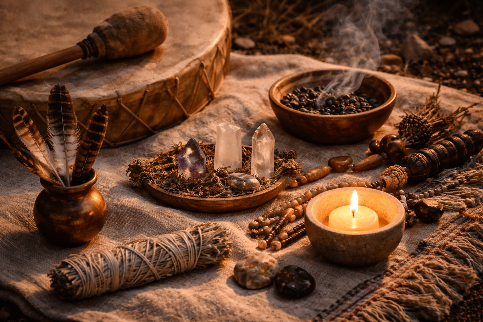 Sjamanistische ceremonie in de natuur