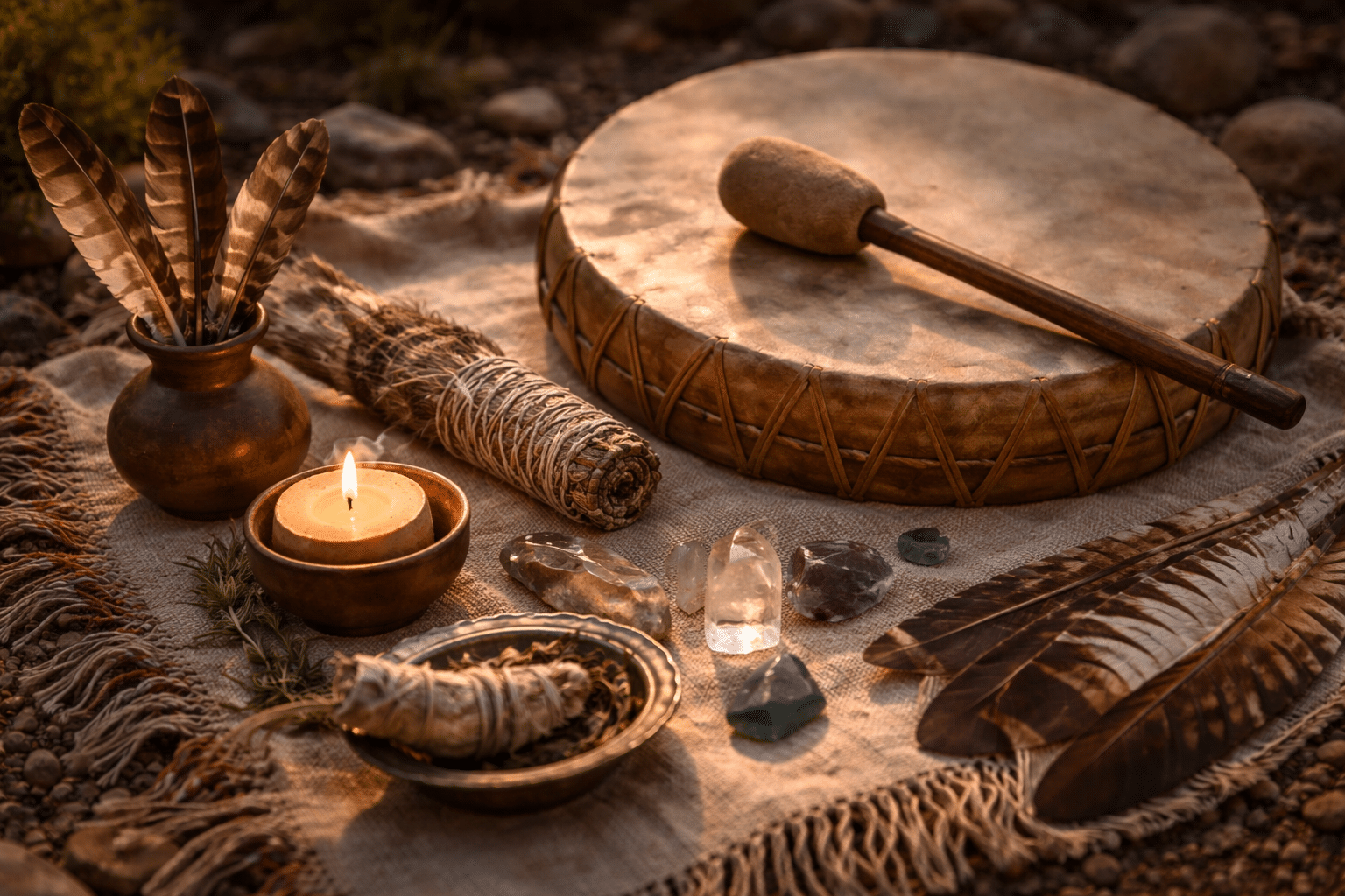 Rituele voorwerpen van sjamanistisch therapeut