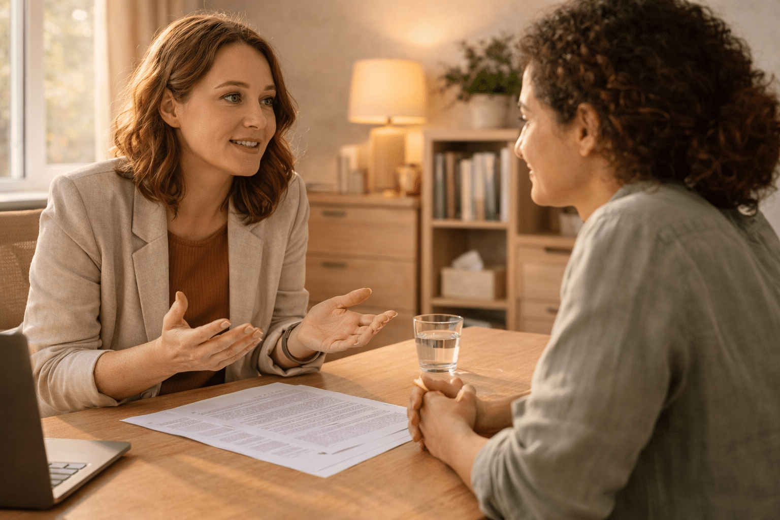 Therapeut legt vergoeding uit aan client