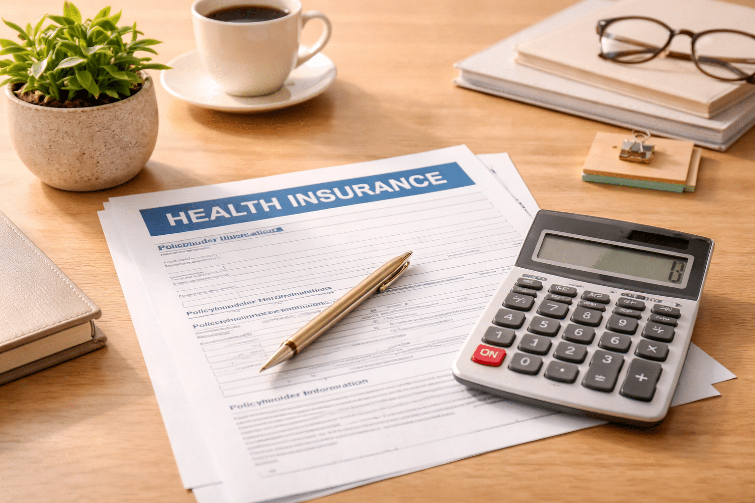 Zorgverzekering documenten op bureau