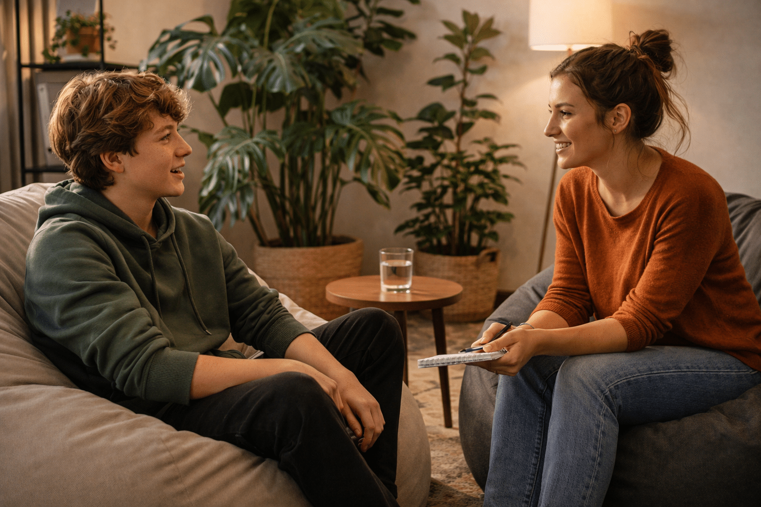 Jongere in modern therapeutisch gesprek