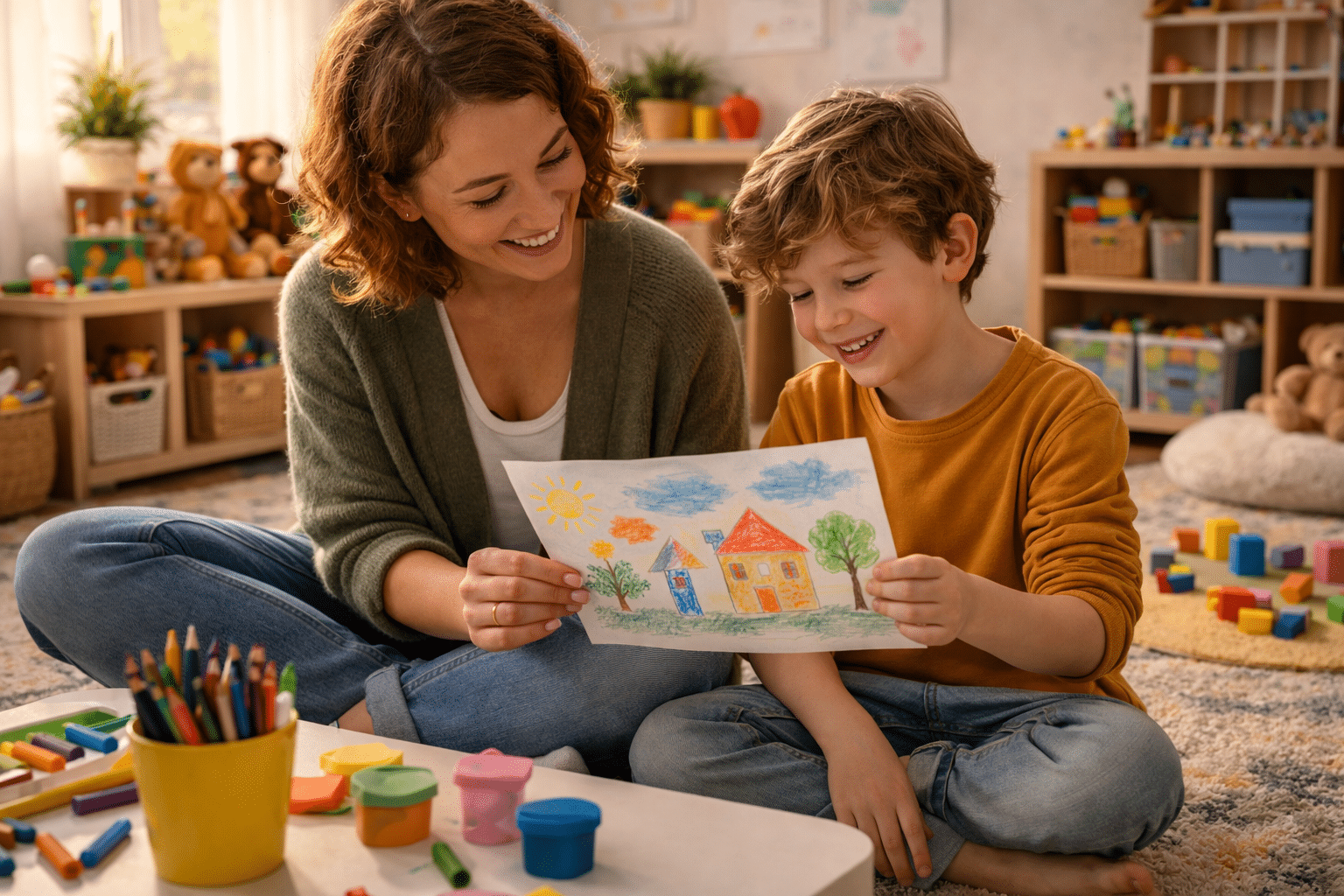 Kind in veilige therapiesessie