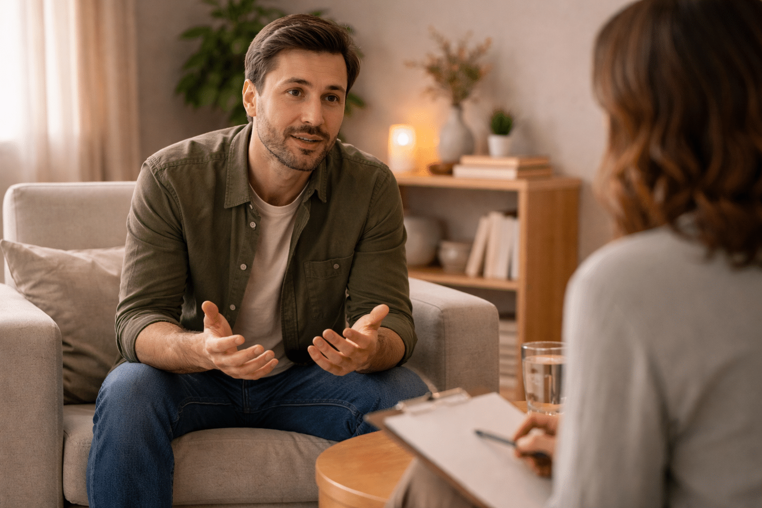 Man in open gesprek met therapeut